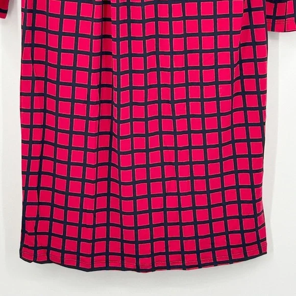 Michael Kors Mod Geometric Grid Print Shift Dress Red Black Chain Neckline Small - Picture 6 of 8